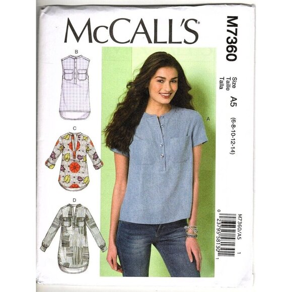 McCall's M7360 Misses 6 to 14 Loose Fitting Tops and Tunics Sewing Pattern - Picture 1 of 2